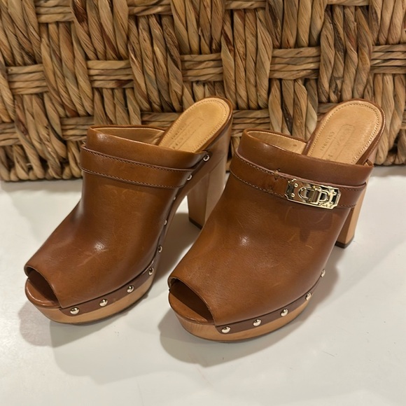 Wooden leather clogs with stud detail by Coach. - Picture 1 of 7